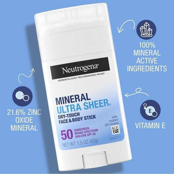 Neutrogena Ultra Sheer SPF 50 Zinc Mineral Sunscreen Stick - Picture 4 of 4